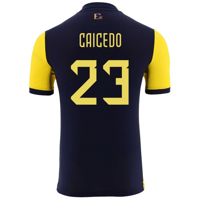 Kandiny Damen Ecuador Moises Caicedo #23 Gelb Heimtrikot Trikot 24-26 T-Shirt