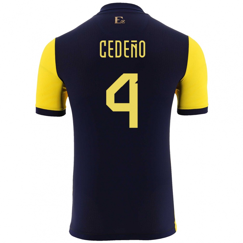 Kandiny Damen Ecuador Stefany Cedeno #4 Gelb Heimtrikot Trikot 24-26 T-Shirt