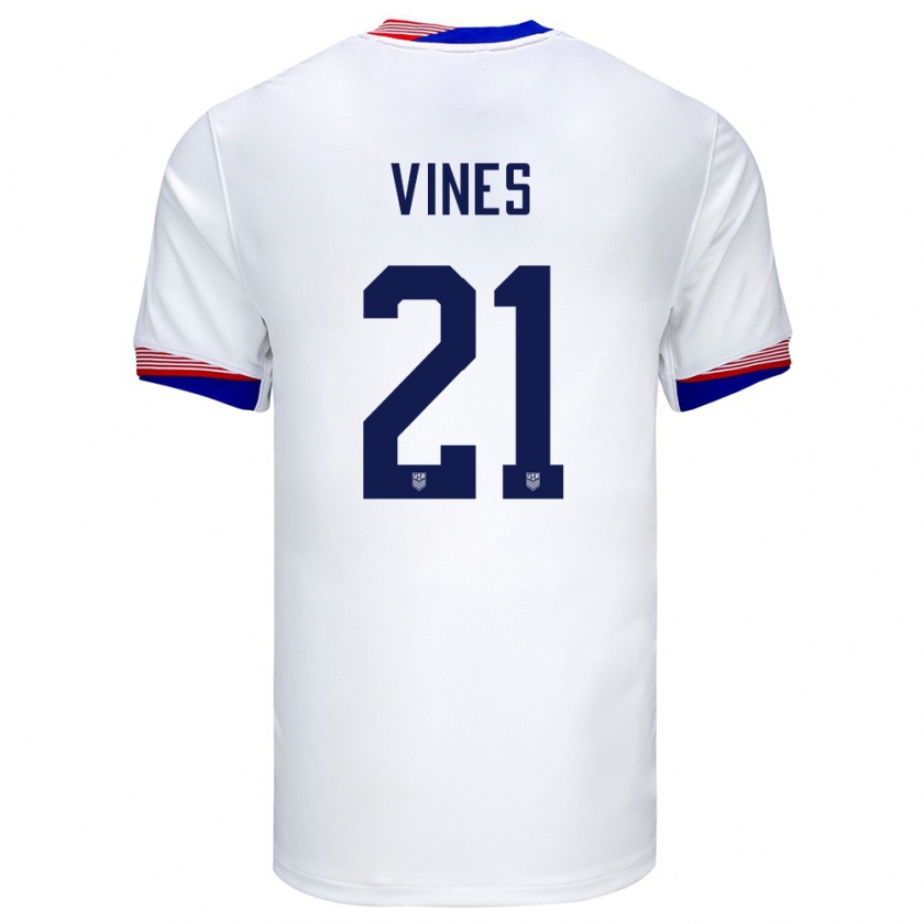 Kandiny Damen Vereinigte Staaten Sam Vines #21 Weiß Heimtrikot Trikot 24-26 T-Shirt