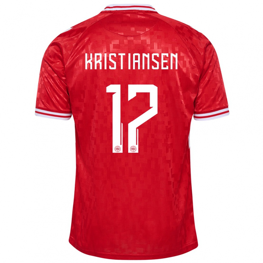 Kandiny Damen Dänemark Victor Kristiansen #17 Rot Heimtrikot Trikot 24-26 T-Shirt