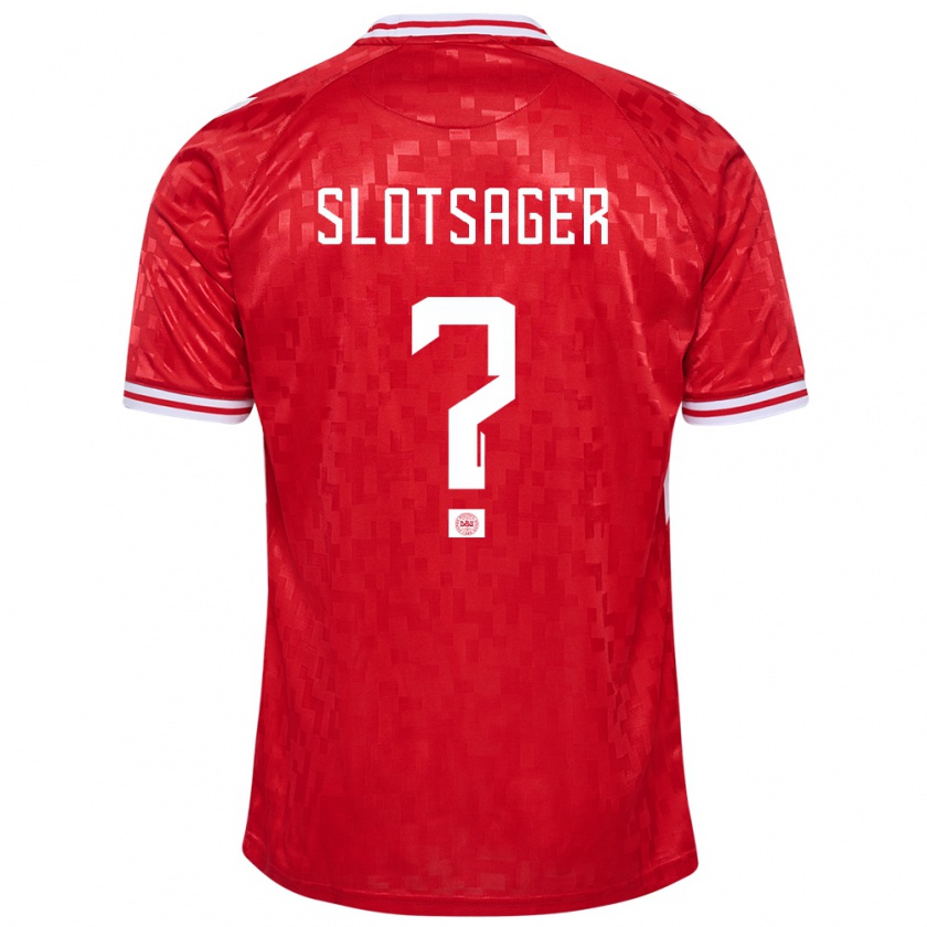 Kandiny Damen Dänemark Tobias Slotsager #0 Rot Heimtrikot Trikot 24-26 T-Shirt