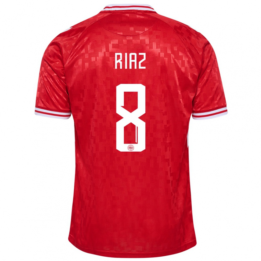 Kandiny Damen Dänemark Danial Riaz #8 Rot Heimtrikot Trikot 24-26 T-Shirt