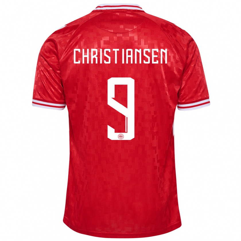 Kandiny Damen Dänemark Nanna Christiansen #9 Rot Heimtrikot Trikot 24-26 T-Shirt