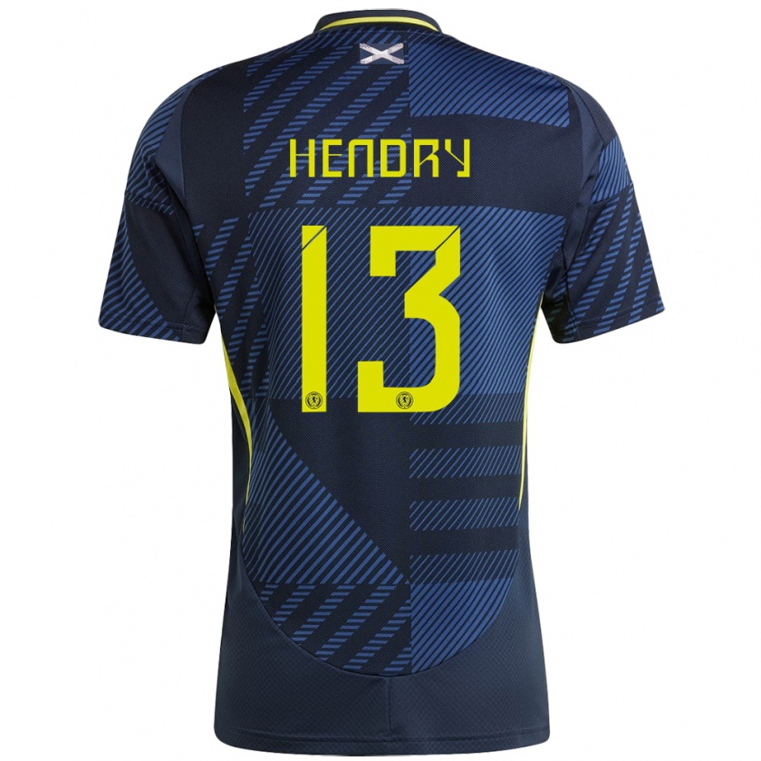 Kandiny Damen Schottland Jack Hendry #13 Dunkelblau Heimtrikot Trikot 24-26 T-Shirt