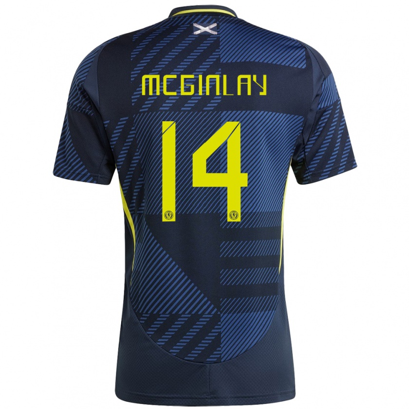 Kandiny Damen Schottland Aiden Mcginlay #14 Dunkelblau Heimtrikot Trikot 24-26 T-Shirt