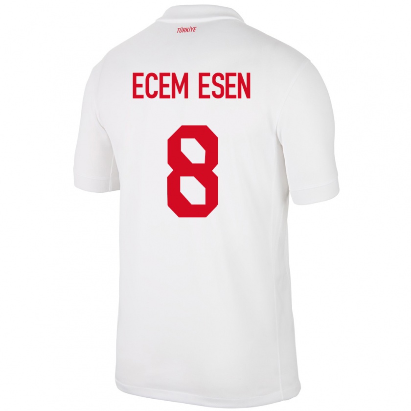 Kandiny Damen Türkei Emine Ecem Esen #8 Weiß Heimtrikot Trikot 24-26 T-Shirt