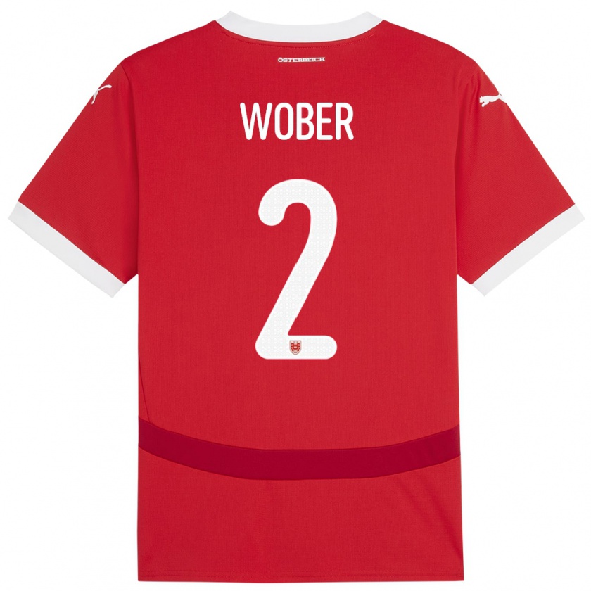 Kandiny Damen Österreich Maximilian Wöber #2 Rot Heimtrikot Trikot 24-26 T-Shirt