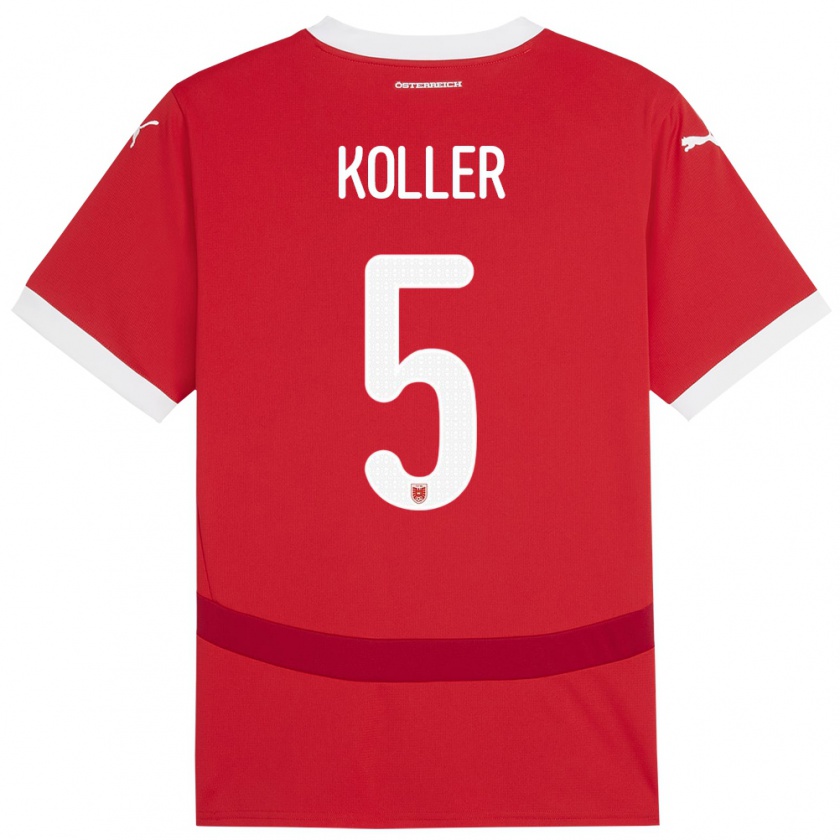 Kandiny Damen Österreich Paul Koller #5 Rot Heimtrikot Trikot 24-26 T-Shirt