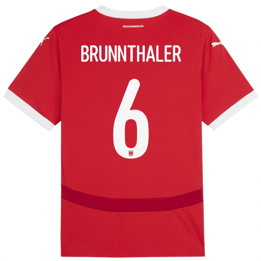 Kandiny Damen Österreich Melanie Brunnthaler #6 Rot Heimtrikot Trikot 24-26 T-Shirt