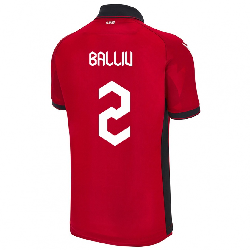 Kandiny Damen Albanien Iván Balliu #2 Rot Heimtrikot Trikot 24-26 T-Shirt