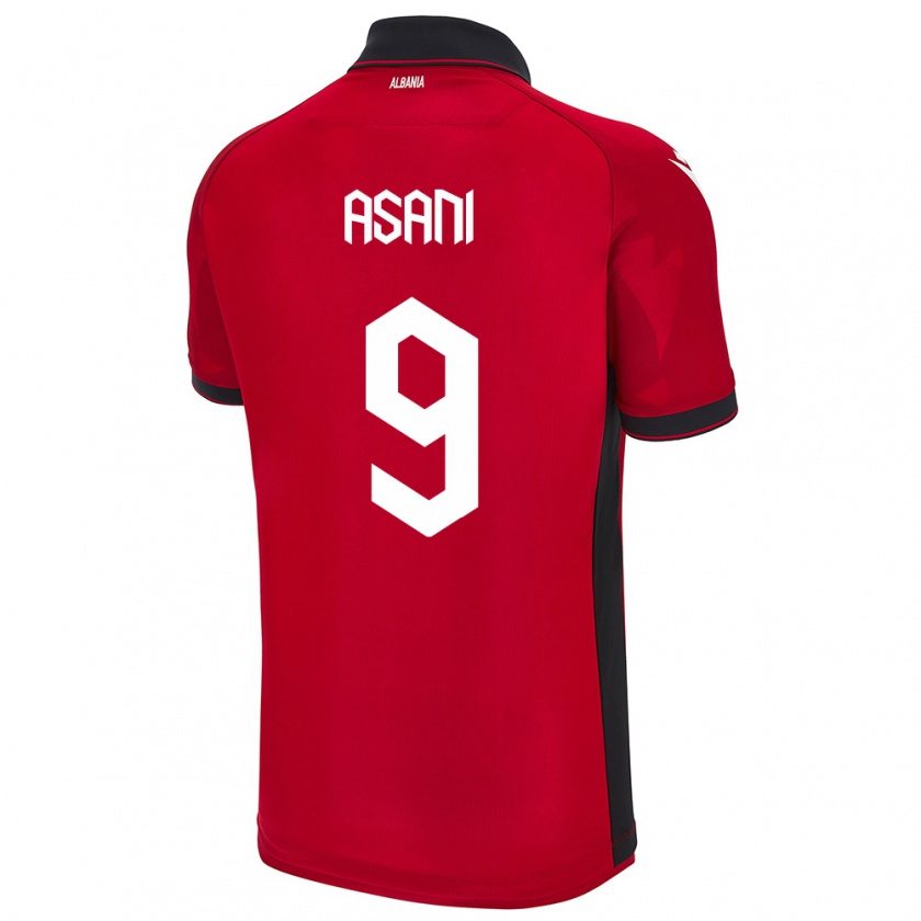 Kandiny Damen Albanien Jasir Asani #9 Rot Heimtrikot Trikot 24-26 T-Shirt