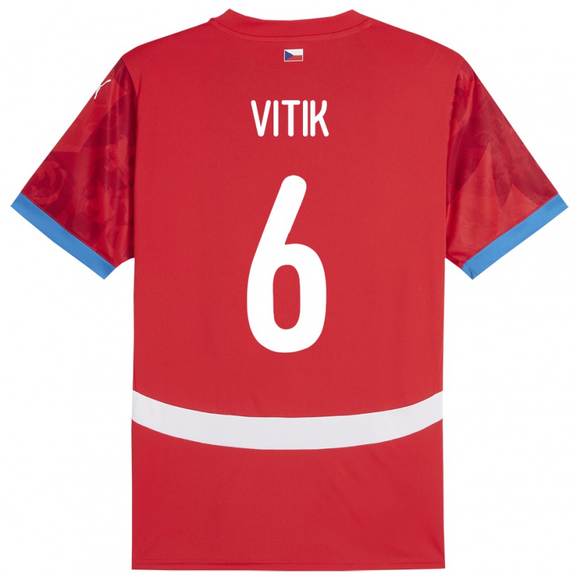 Kandiny Damen Tschechien Martin Vitík #6 Rot Heimtrikot Trikot 24-26 T-Shirt