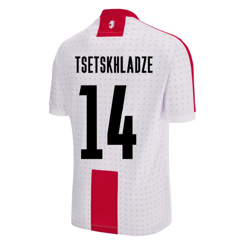 Kandiny Damen Georgien Nikoloz Tsetskhladze #14 Weiß Heimtrikot Trikot 24-26 T-Shirt