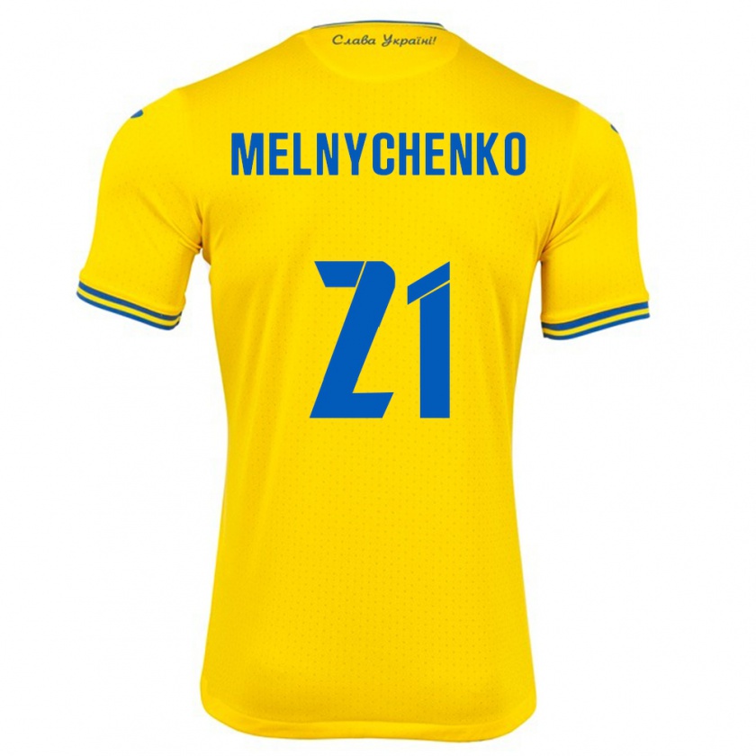 Kandiny Damen Ukraine Maksym Melnychenko #21 Gelb Heimtrikot Trikot 24-26 T-Shirt