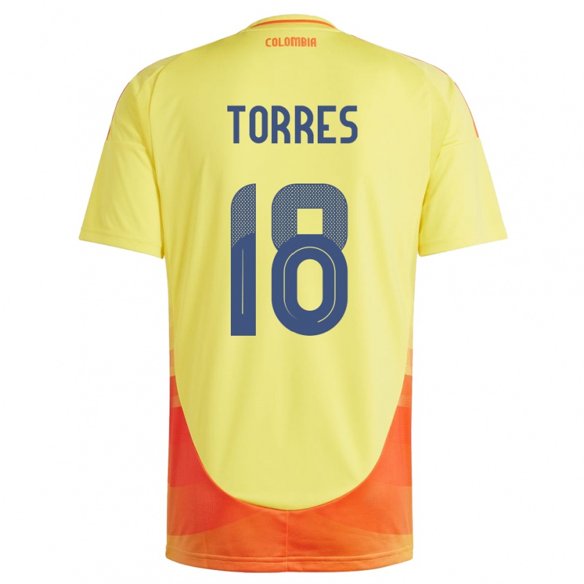 Kandiny Damen Kolumbien Jhojan Torres #18 Gelb Heimtrikot Trikot 24-26 T-Shirt