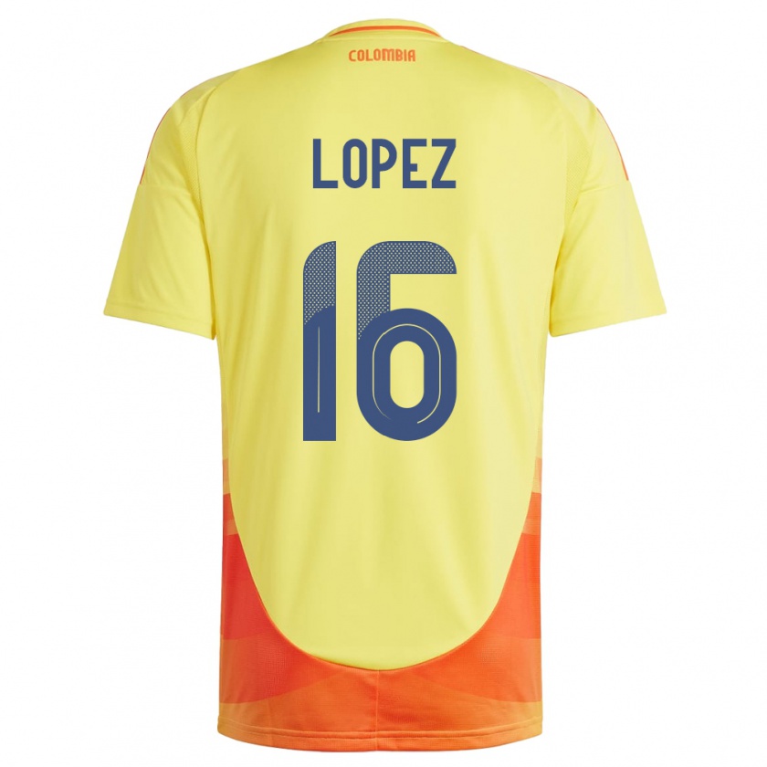 Kandiny Damen Kolumbien William López #16 Gelb Heimtrikot Trikot 24-26 T-Shirt