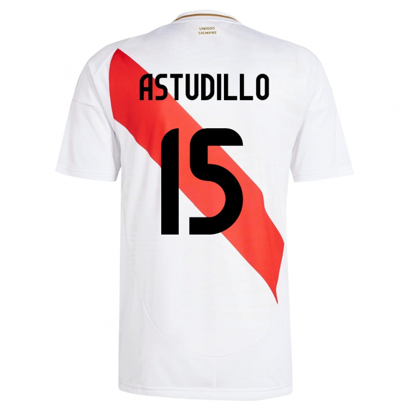 Kandiny Damen Peru Julinho Astudillo #15 Weiß Heimtrikot Trikot 24-26 T-Shirt