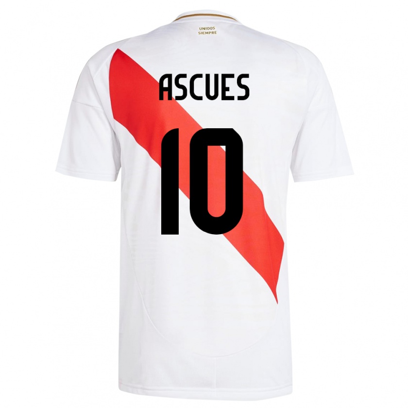 Kandiny Damen Peru Adrián Ascues #10 Weiß Heimtrikot Trikot 24-26 T-Shirt