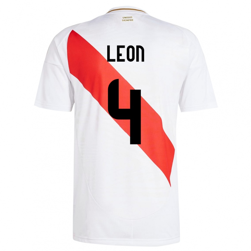 Kandiny Damen Peru Mía León #4 Weiß Heimtrikot Trikot 24-26 T-Shirt