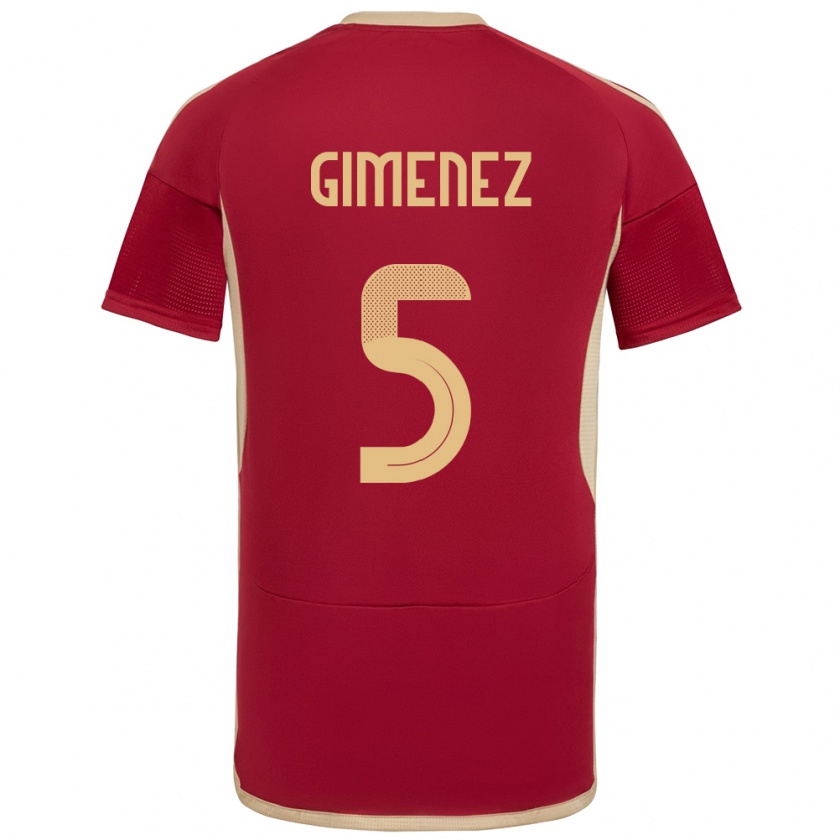 Kandiny Damen Venezuela Yenifer Giménez #5 Burgund Heimtrikot Trikot 24-26 T-Shirt