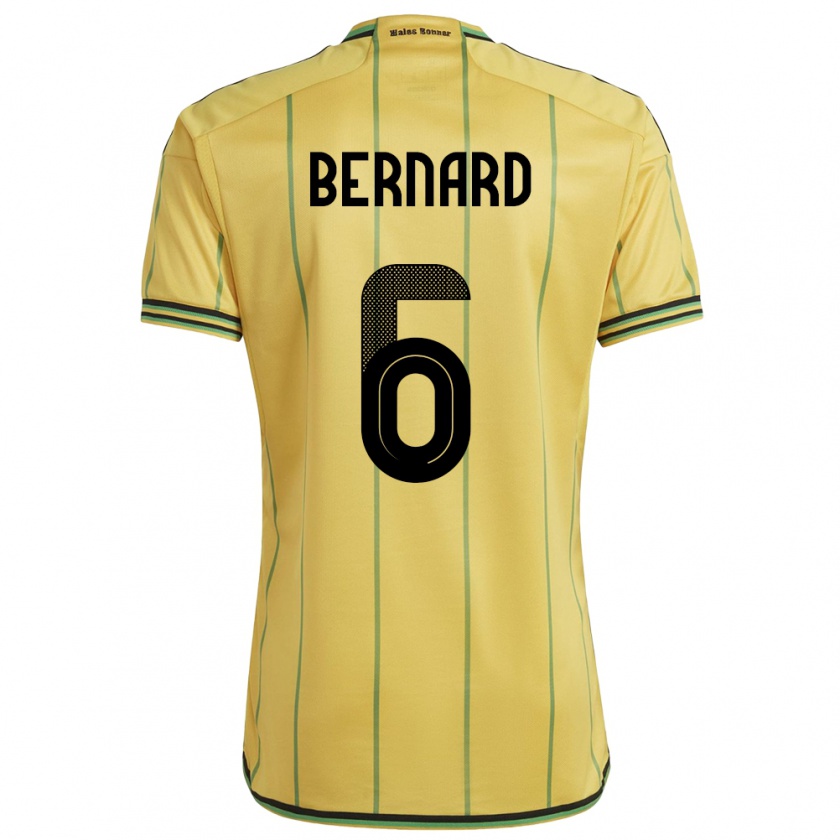 Kandiny Damen Jamaika Di'shon Bernard #6 Gelb Heimtrikot Trikot 24-26 T-Shirt