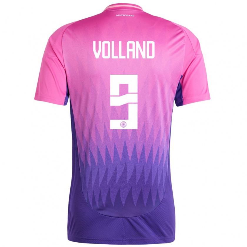 Kandiny Damen Deutschland Kevin Volland #9 Pink Lila Auswärtstrikot Trikot 24-26 T-Shirt