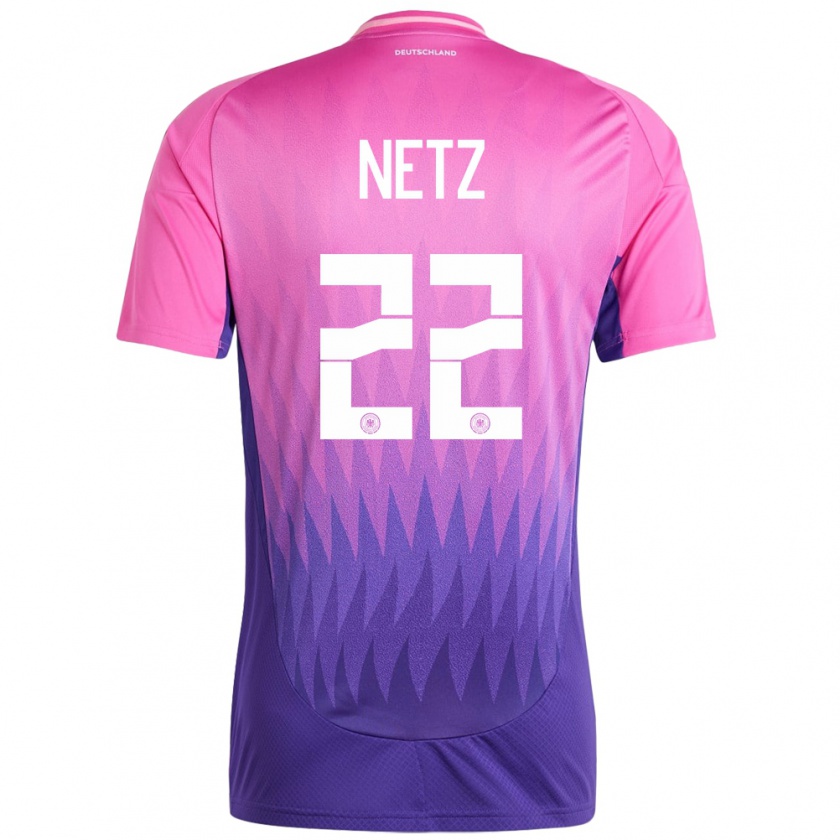 Kandiny Damen Deutschland Luca Netz #22 Pink Lila Auswärtstrikot Trikot 24-26 T-Shirt