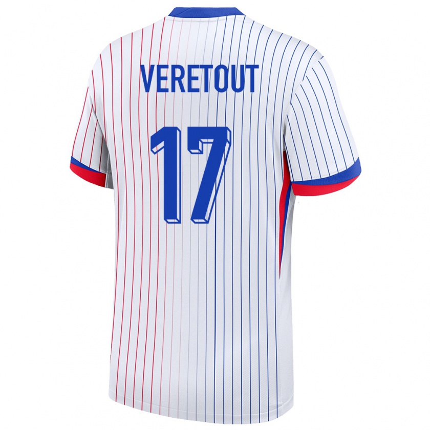 Kandiny Damen Frankreich Jordan Veretout #17 Weiß Auswärtstrikot Trikot 24-26 T-Shirt