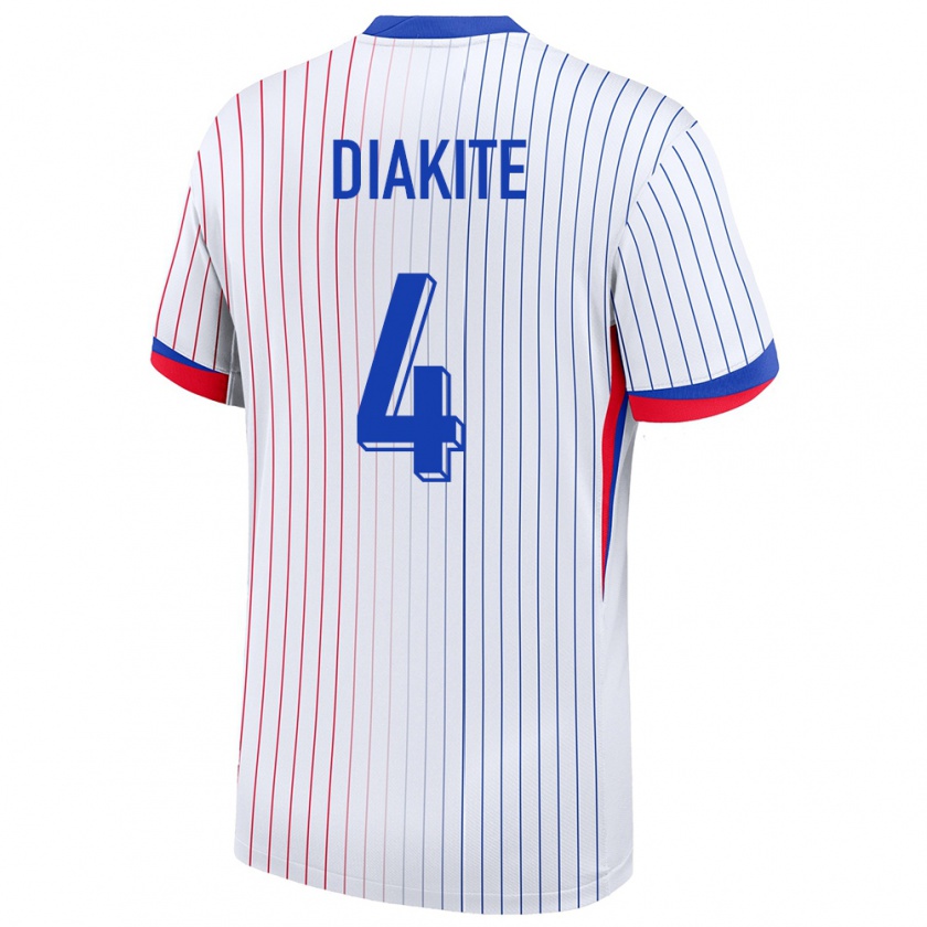 Kandiny Damen Frankreich Bafode Diakite #4 Weiß Auswärtstrikot Trikot 24-26 T-Shirt