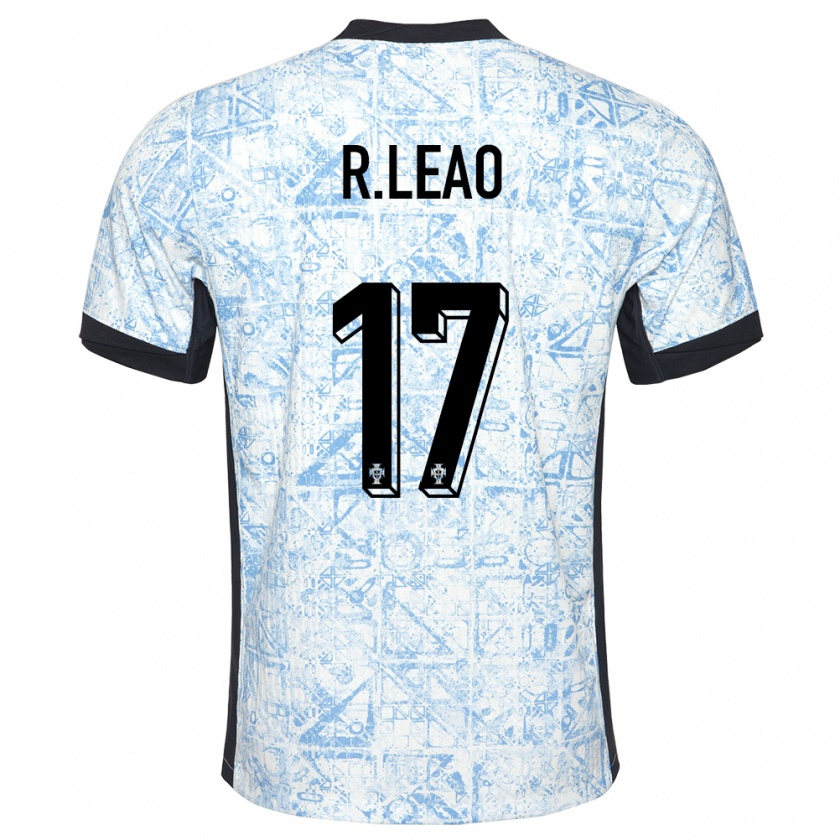 Kandiny Damen Portugal Rafael Leao #17 Cremeblau Auswärtstrikot Trikot 24-26 T-Shirt