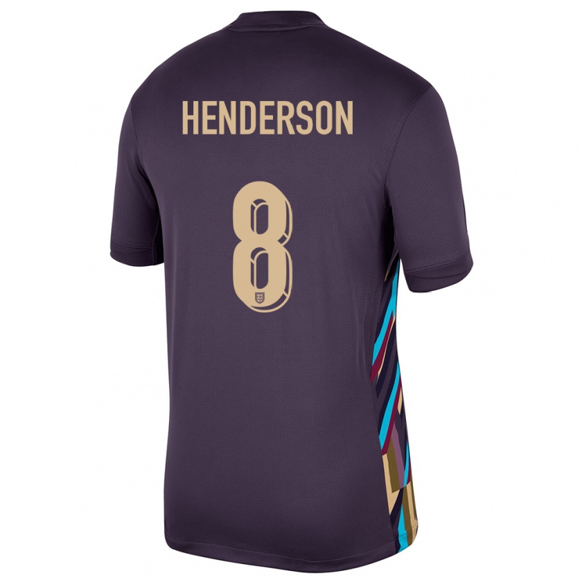 Kandiny Damen England Jordan Henderson #8 Dunkle Rosine Auswärtstrikot Trikot 24-26 T-Shirt