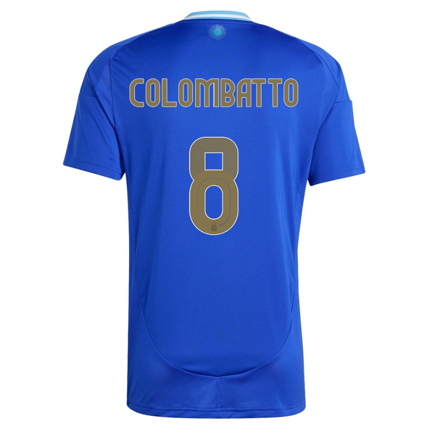 Kandiny Damen Argentinien Santiago Colombatto #8 Blau Auswärtstrikot Trikot 24-26 T-Shirt