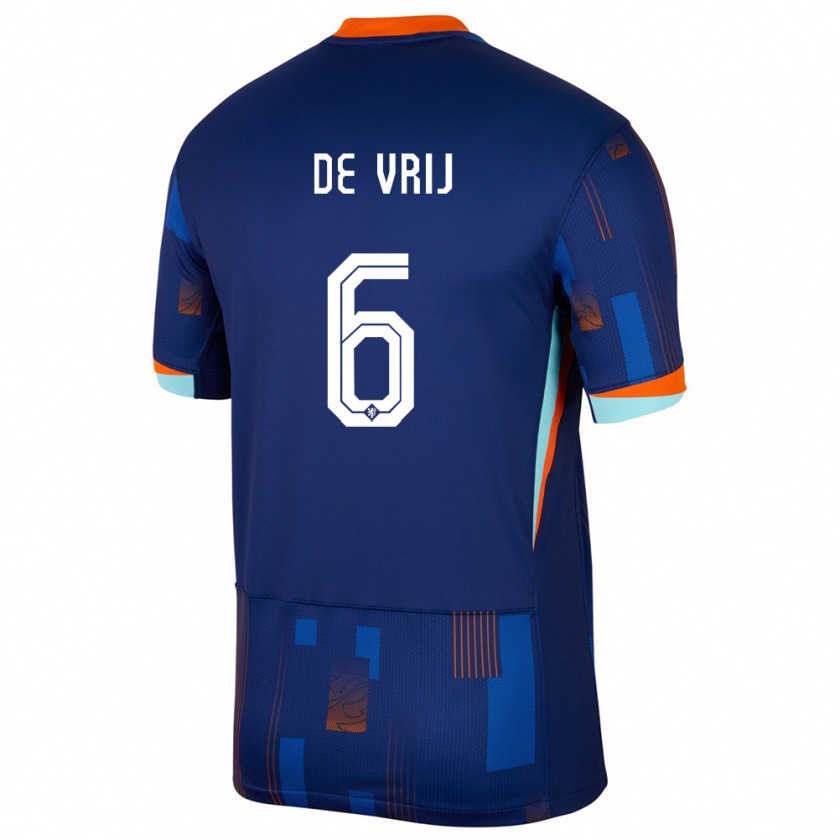 Kandiny Damen Niederlande Stefan De Vrij #6 Blau Auswärtstrikot Trikot 24-26 T-Shirt