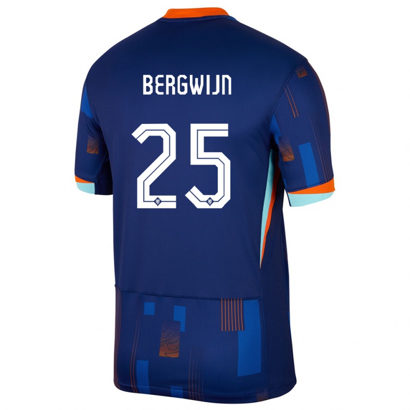 Kandiny Damen Niederlande Steven Bergwijn #25 Blau Auswärtstrikot Trikot 24-26 T-Shirt