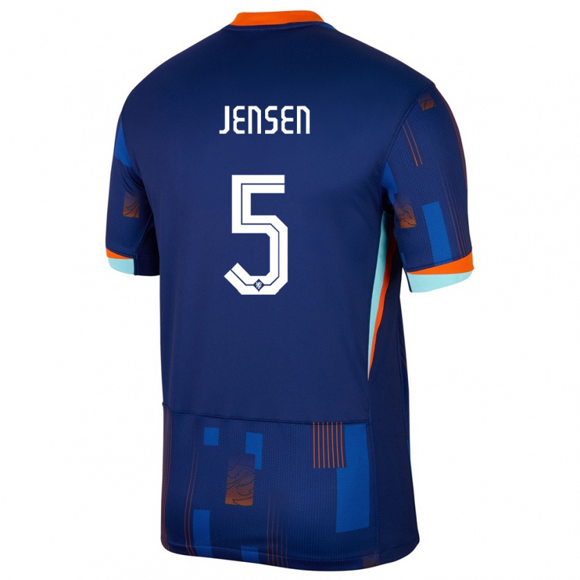 Kandiny Damen Niederlande Koen Jensen #5 Blau Auswärtstrikot Trikot 24-26 T-Shirt