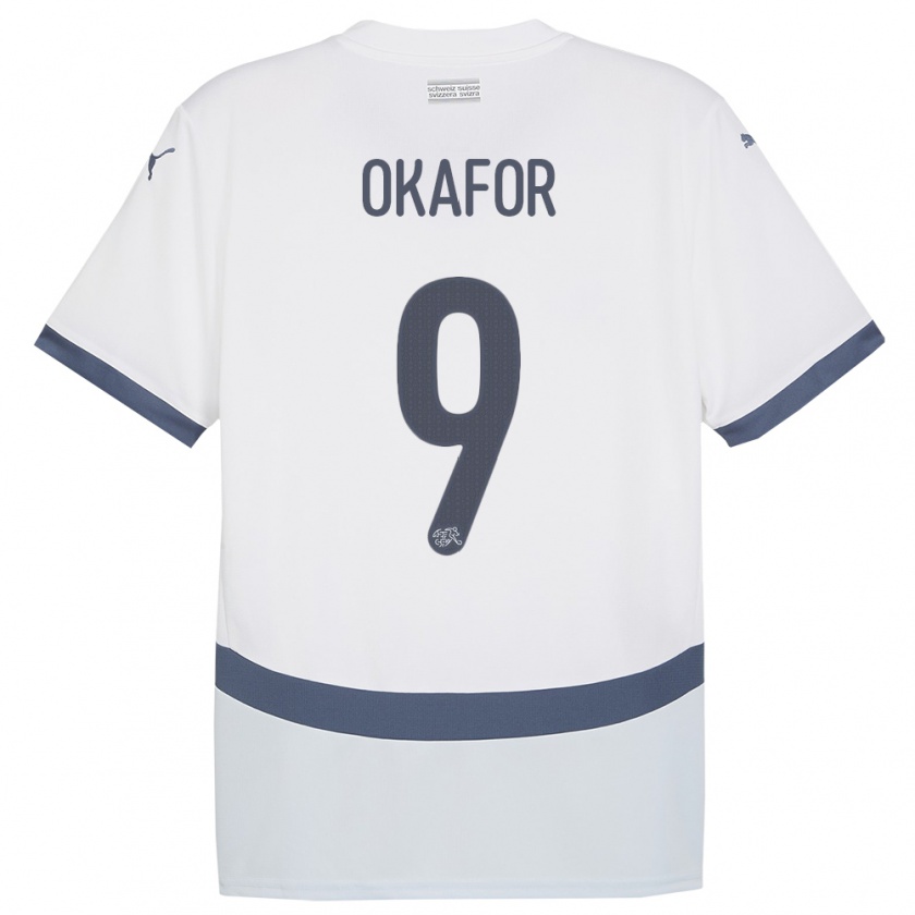 Kandiny Damen Schweiz Noah Okafor #9 Weiß Auswärtstrikot Trikot 24-26 T-Shirt