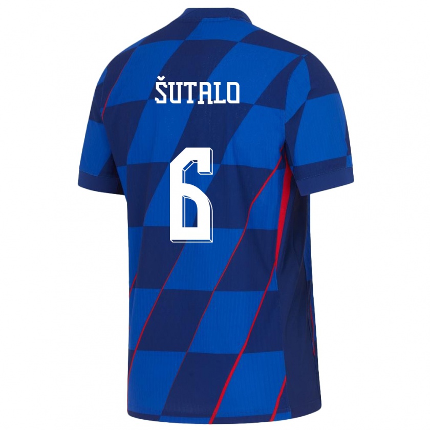 Kandiny Damen Kroatien Josip Sutalo #6 Blau Auswärtstrikot Trikot 24-26 T-Shirt