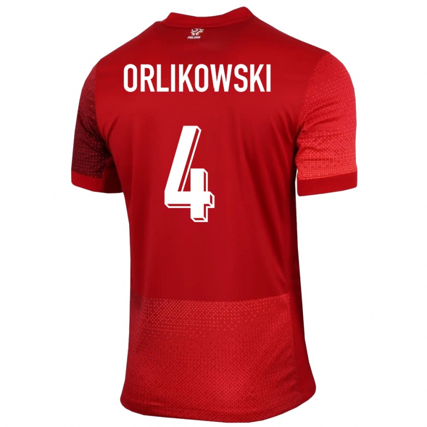 Kandiny Damen Polen Igor Orlikowski #4 Rot Auswärtstrikot Trikot 24-26 T-Shirt