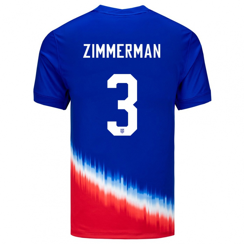 Kandiny Damen Vereinigte Staaten Walker Zimmerman #3 Blau Auswärtstrikot Trikot 24-26 T-Shirt