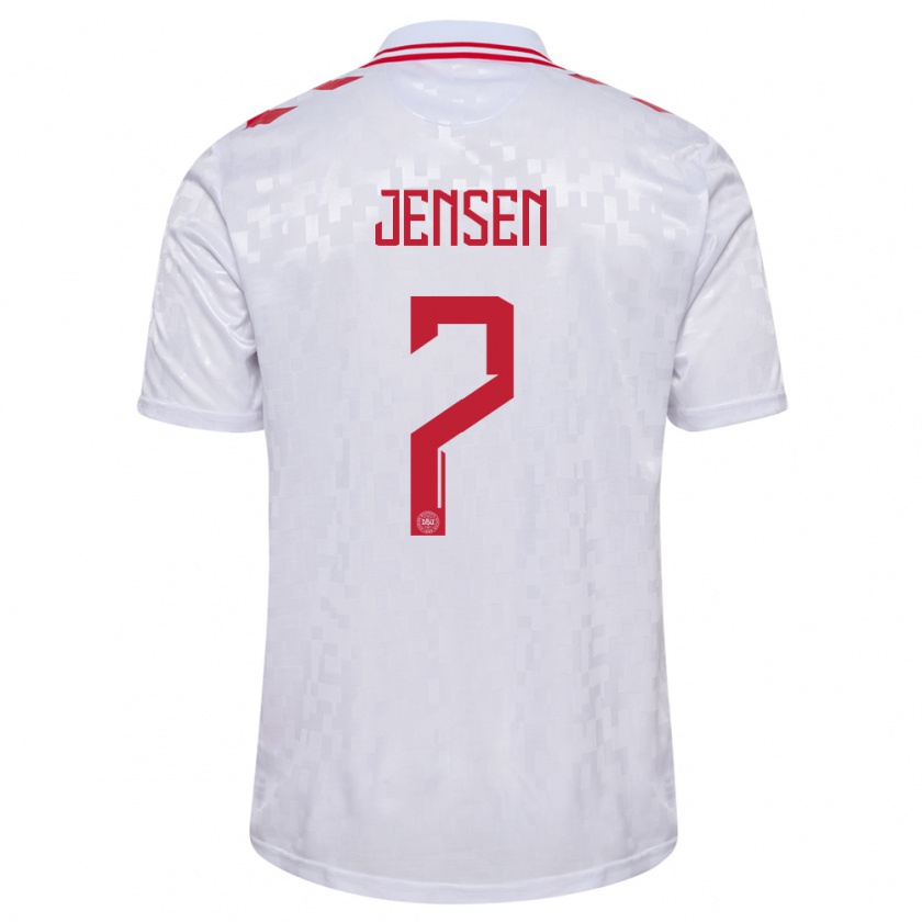 Kandiny Damen Dänemark Mathias Jensen #7 Weiß Auswärtstrikot Trikot 24-26 T-Shirt