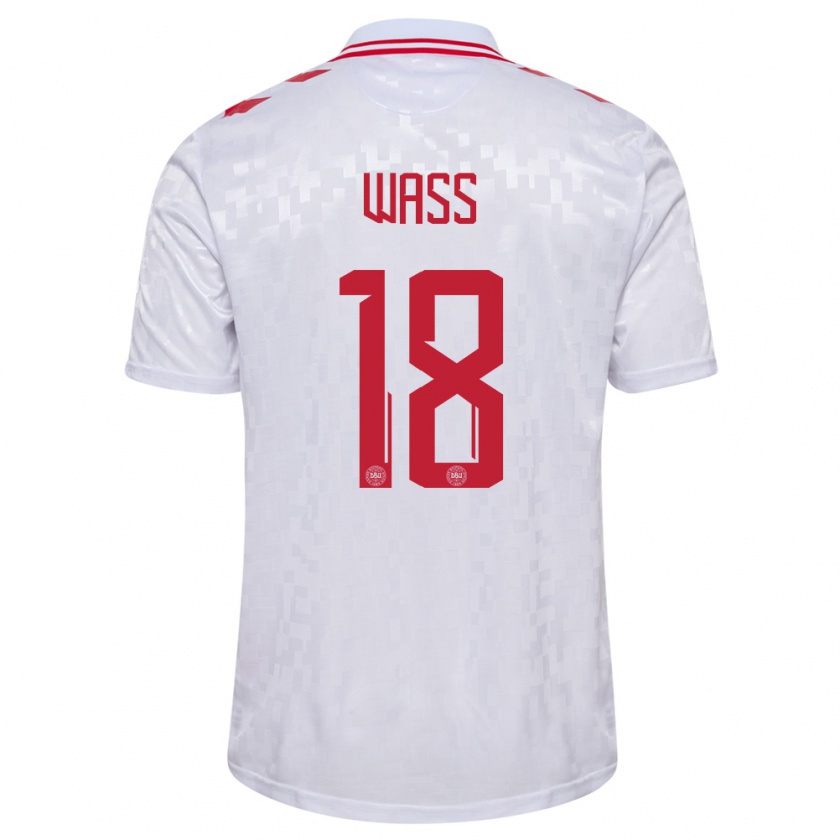 Kandiny Damen Dänemark Daniel Wass #18 Weiß Auswärtstrikot Trikot 24-26 T-Shirt