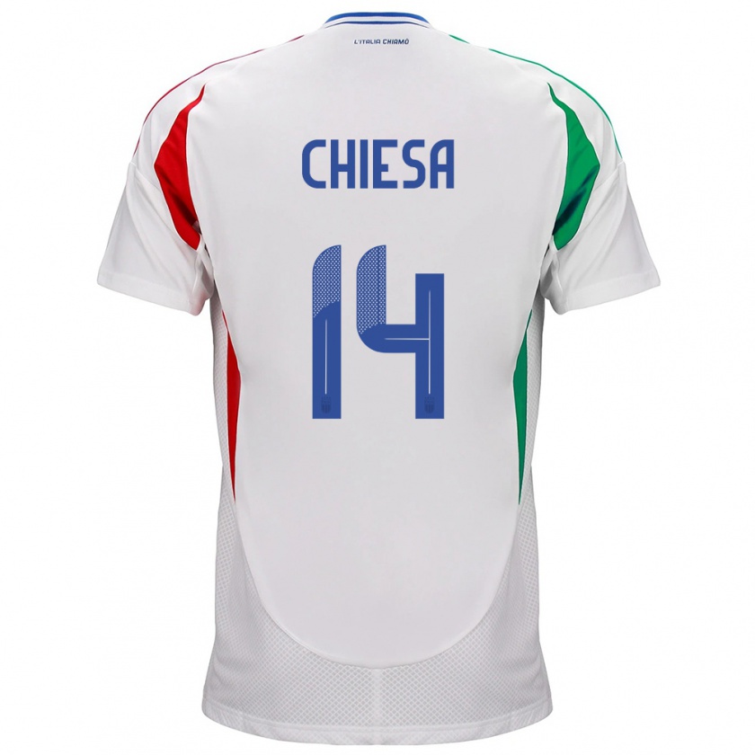 Kandiny Damen Italien Federico Chiesa #14 Weiß Auswärtstrikot Trikot 24-26 T-Shirt