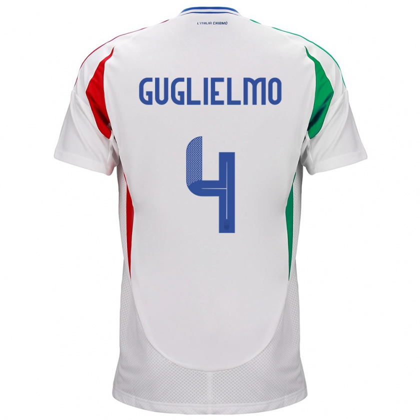 Kandiny Damen Italien Lucia Di Guglielmo #4 Weiß Auswärtstrikot Trikot 24-26 T-Shirt