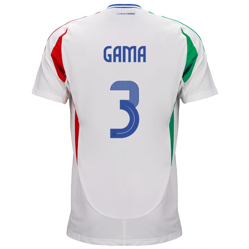 Kandiny Damen Italien Sara Gama #3 Weiß Auswärtstrikot Trikot 24-26 T-Shirt