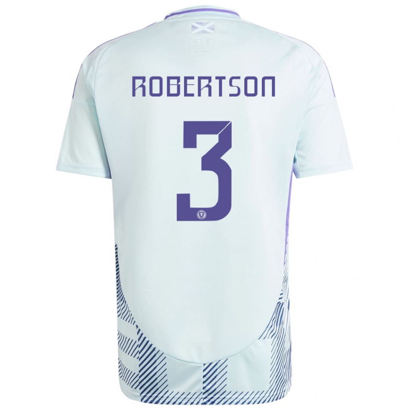 Kandiny Damen Schottland Andrew Robertson #3 Helles Mintblau Auswärtstrikot Trikot 24-26 T-Shirt