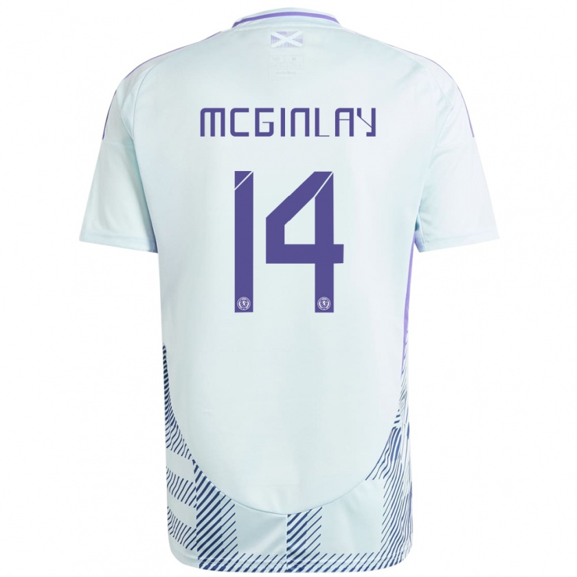 Kandiny Damen Schottland Aiden Mcginlay #14 Helles Mintblau Auswärtstrikot Trikot 24-26 T-Shirt