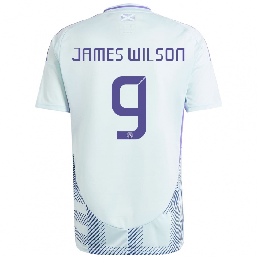 Kandiny Damen Schottland James Wilson #9 Helles Mintblau Auswärtstrikot Trikot 24-26 T-Shirt