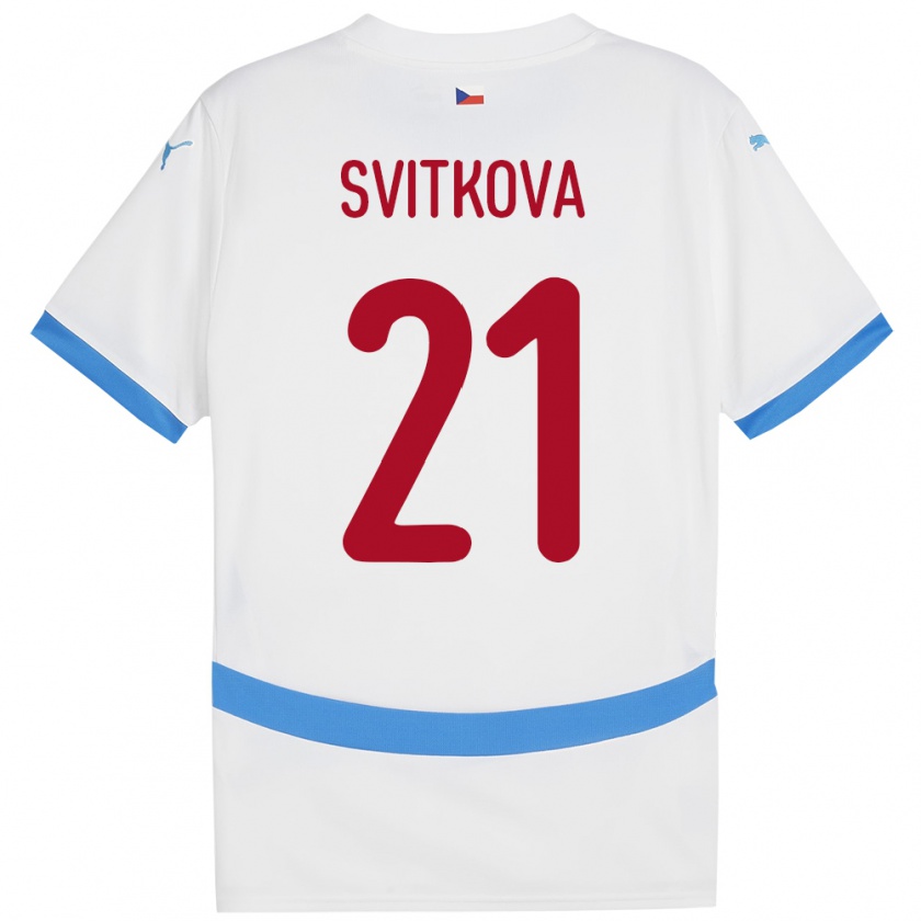 Kandiny Damen Tschechien Kateřina Svitková #21 Weiß Auswärtstrikot Trikot 24-26 T-Shirt