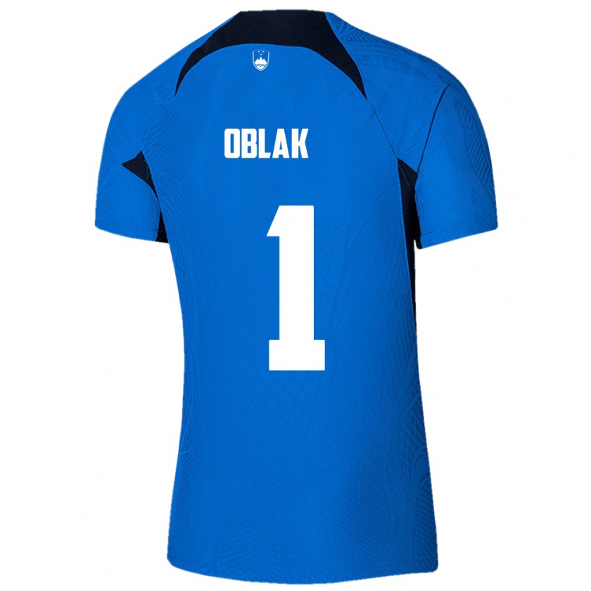 Kandiny Damen Slowenien Jan Oblak #1 Blau Auswärtstrikot Trikot 24-26 T-Shirt