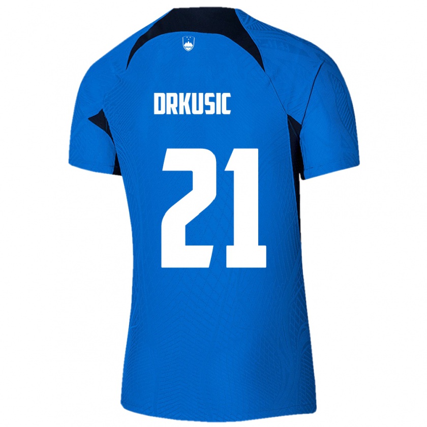 Kandiny Damen Slowenien Vanja Drkusic #21 Blau Auswärtstrikot Trikot 24-26 T-Shirt